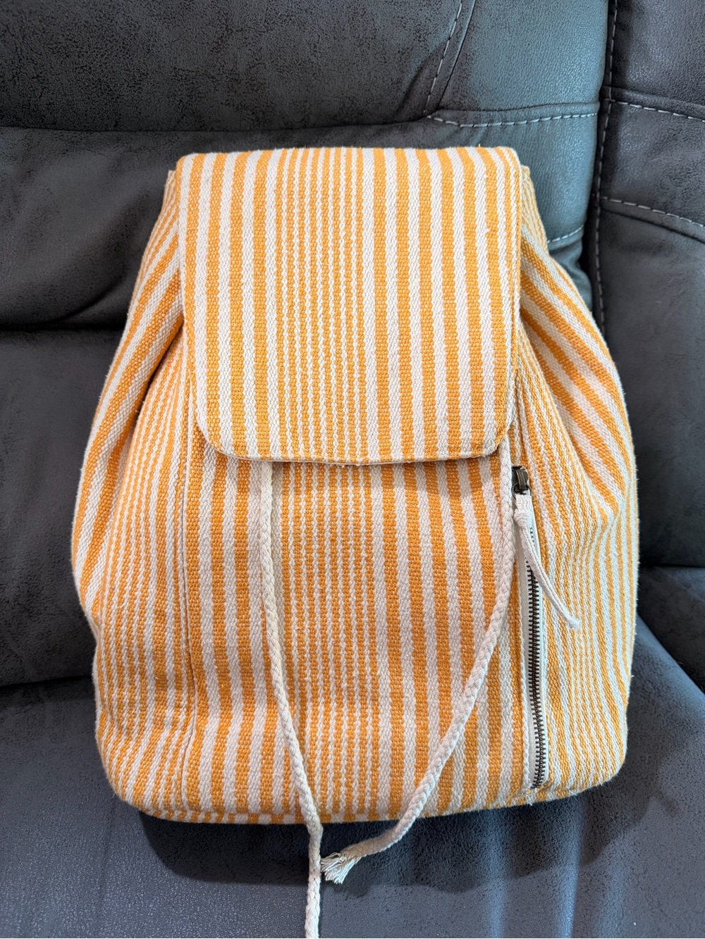 Universal Thread Yellow and White Striped Canvas Backpack